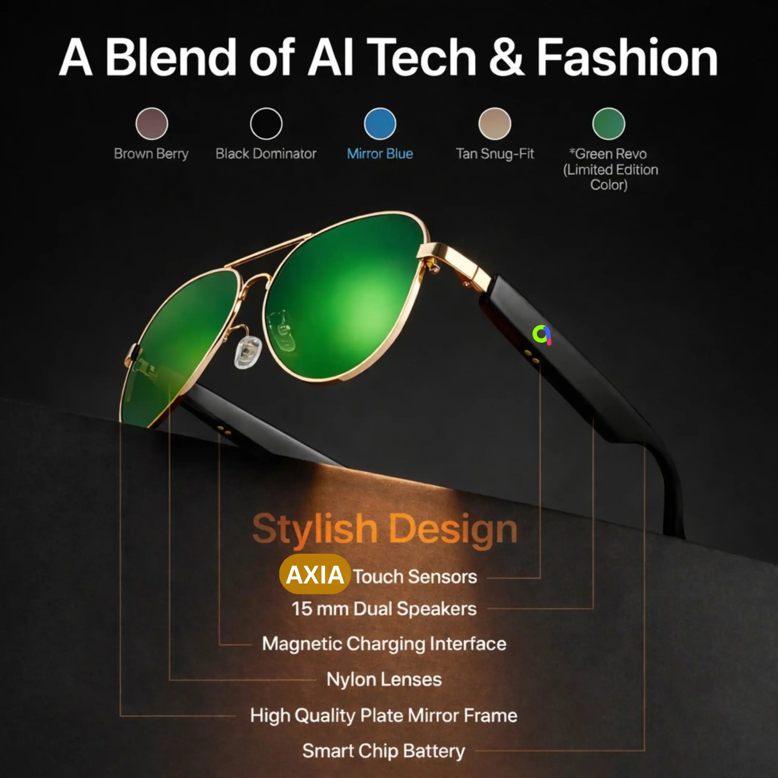 Mirror Green RARE Edition Smart Glasses for men