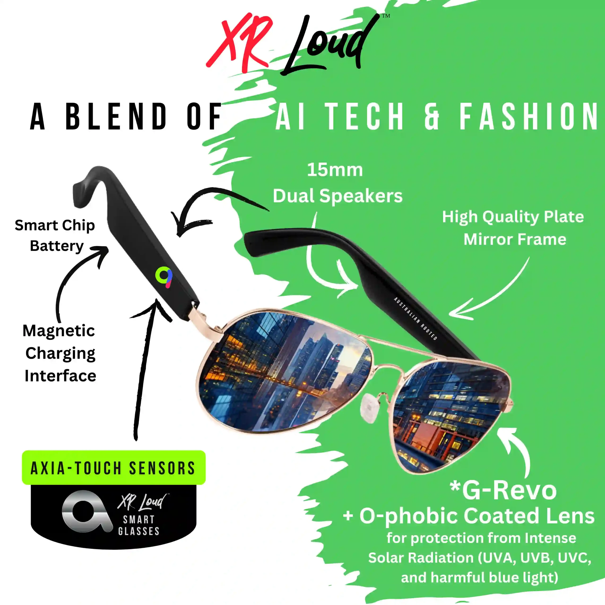 Smart bluetooth glasses with mic speakers for all audio needs - Polarized UV400 Sunglasses