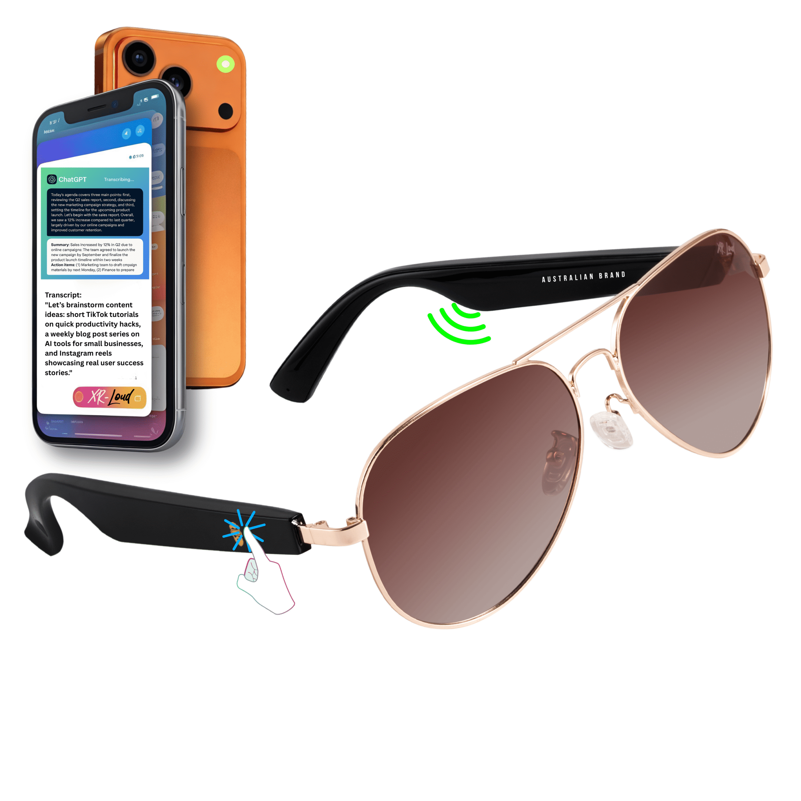 Wireless Smart Bluetooth Sunglasses - Brown aviator polarised sunglasses for men women