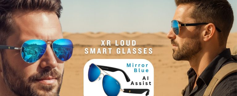 XR Loud Blue - AI Glasses for Men - Best Smart Glasses - For Calls, Podcasts, Music, AI Chats and Voice Assistant